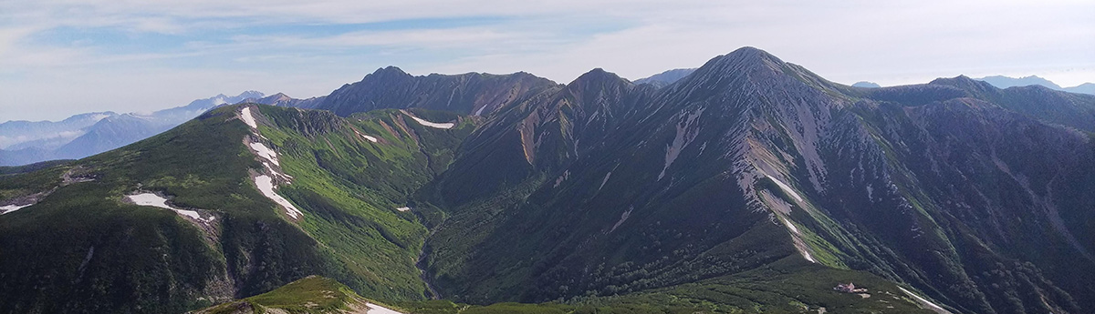 三俣蓮華岳からの鷲羽岳、水晶岳